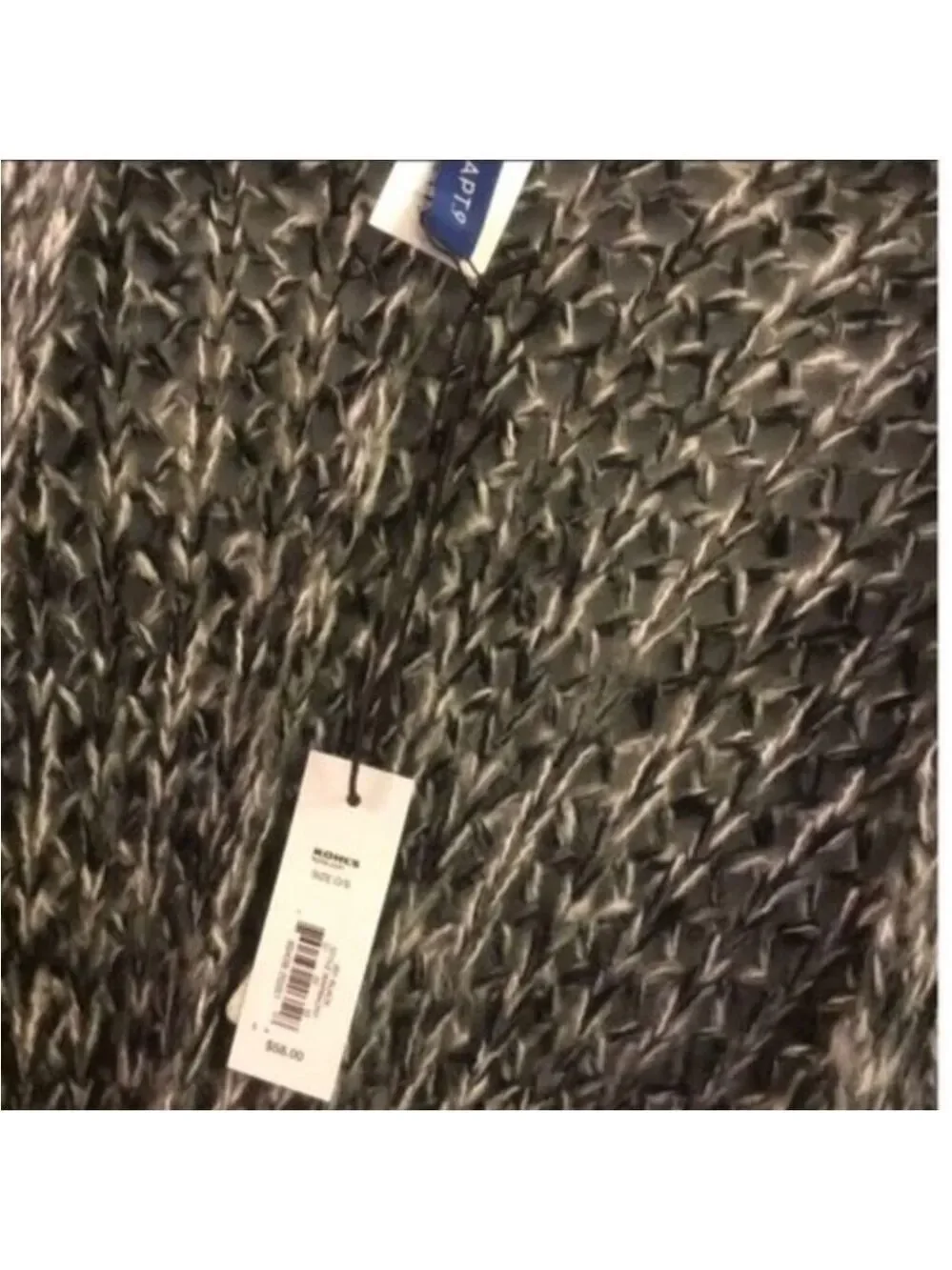 Apt 9 open knit ruana Woman’s OSFM gray black & white with fringe detail